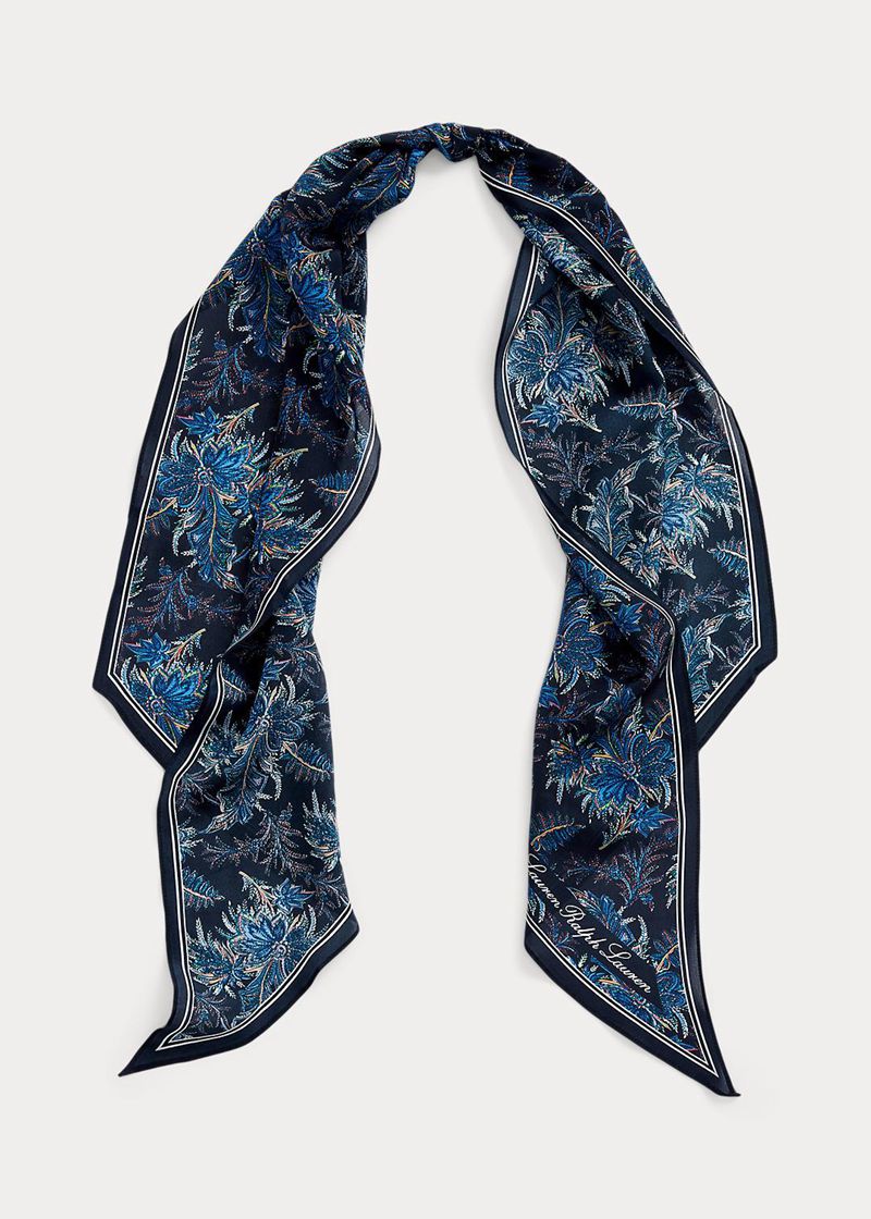 ローレン スカーフ レディース ネイビー Mia 花の Crepe De Chine CAIBO9641